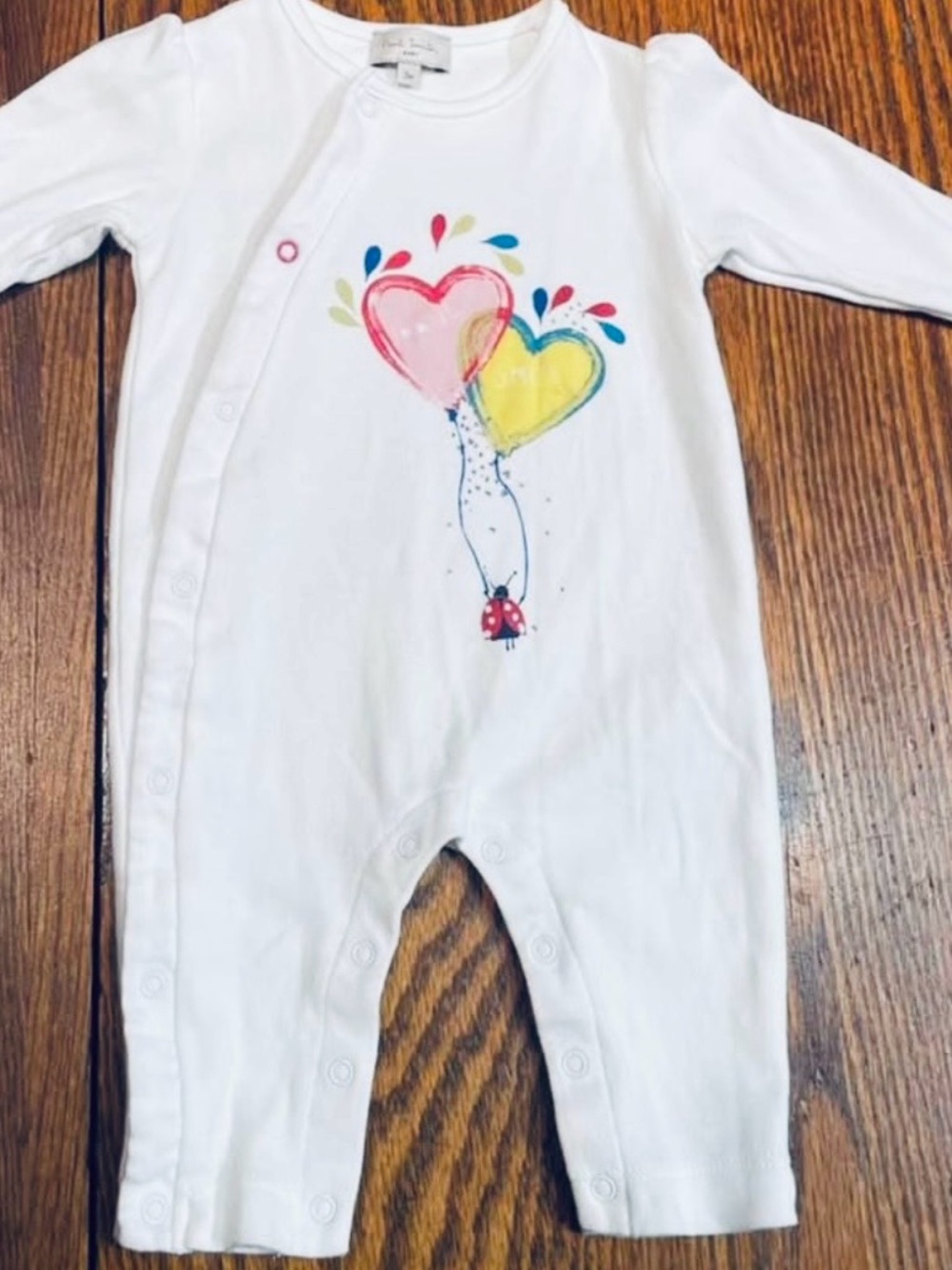 Paul Smith Jr Baby One-Piece with Pink and Yellow Heart Balloons